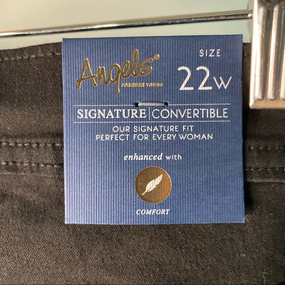 Angels Forever Young Women Signature Convertible Cuffed Cropped Jeans Black 22W - Picture 7 of 8
